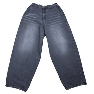 Korean MP+ Balloon Jeans Charcoal Barrel Leg‎ Soft Wash Denim Pants M Streetwear